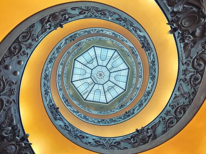 Framed Print : The Bramante Staircase is a double helix, having two staircases allowing people to ascend without meeting people descending Framed Print : The Bramante Staircase is a double helix, having two staircases allowing people to ascend without meeting people descending
