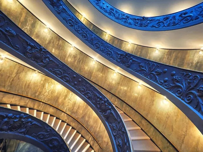 Framed Print : The Bramante Staircase is a double helix, having two staircases allowing people to ascend without meeting people descending Framed Print : The Bramante Staircase is a double helix, having two staircases allowing people to ascend without meeting people descending