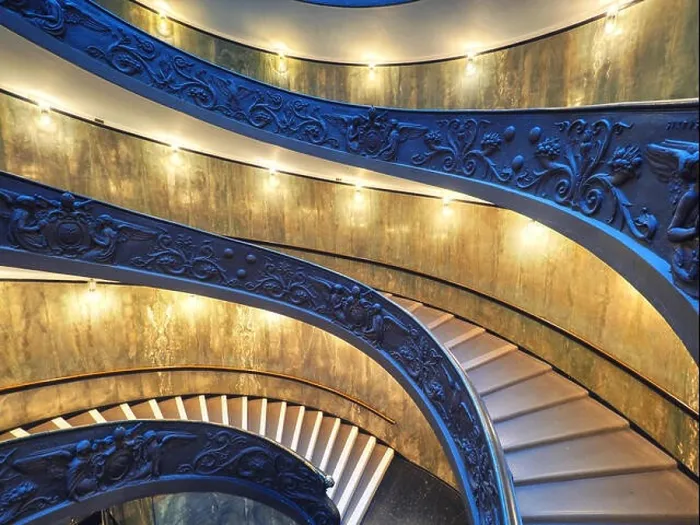 Framed Print : The Bramante Staircase is a double helix, having two staircases allowing people to ascend without meeting people descending Framed Print : The Bramante Staircase is a double helix, having two staircases allowing people to ascend without meeting people descending