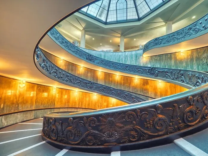 Framed Print : The Bramante Staircase is a double helix, having two staircases allowing people to ascend without meeting people descending Framed Print : The Bramante Staircase is a double helix, having two staircases allowing people to ascend without meeting people descending