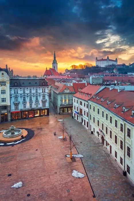 Framed Print : Bratislava. Aerial cityscape image of historical downtown of Bratislava, capital city of Slovakia during sunset Framed Print : Bratislava. Aerial cityscape image of historical downtown of Bratislava, capital city of Slovakia during sunset