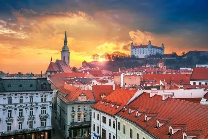 Framed Print : Bratislava. Aerial cityscape image of historical downtown of Bratislava, capital city of Slovakia during sunset Framed Print : Bratislava. Aerial cityscape image of historical downtown of Bratislava, capital city of Slovakia during sunset