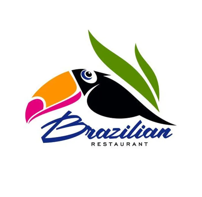Framed Print : Brazilian cuisine restaurant icon with toucan bird in green leaves