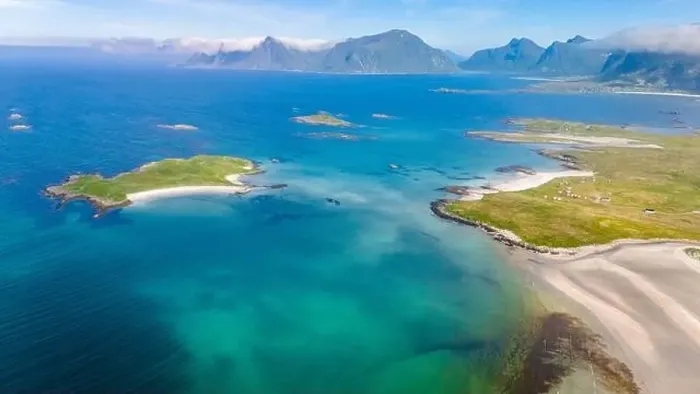 Framed Print : A breathtaking aerial view of a Norwegian archipelago Framed Print : A breathtaking aerial view of a Norwegian archipelago