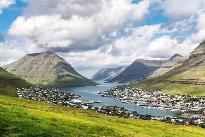 Framed Print : Breathtaking cityscape of Klaksvik town with fjord and cloudy mountains, Bordoy island, Faroe islands, Denmark. Landscape photography Framed Print : Breathtaking cityscape of Klaksvik town with fjord and cloudy mountains, Bordoy island, Faroe islands, Denmark. Landscape photography