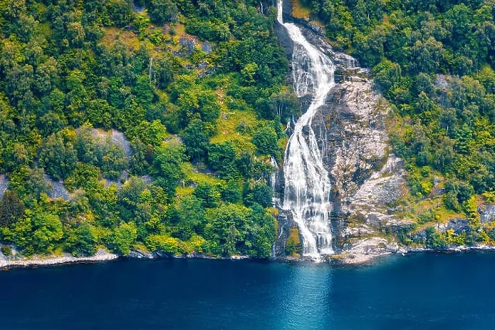 Framed Print : Breathtaking view of Sunnylvsfjorden fjord and famous Seven Sisters waterfalls, near Geiranger village in western Norway Framed Print : Breathtaking view of Sunnylvsfjorden fjord and famous Seven Sisters waterfalls, near Geiranger village in western Norway