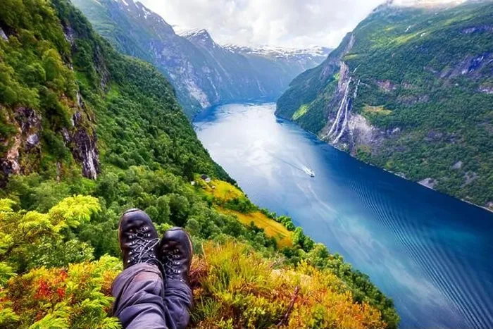 Framed Print : Breathtaking view of Sunnylvsfjorden fjord and famous Seven Sisters waterfalls, near Geiranger village in western Norway. Landscape photography Framed Print : Breathtaking view of Sunnylvsfjorden fjord and famous Seven Sisters waterfalls, near Geiranger village in western Norway. Landscape photography