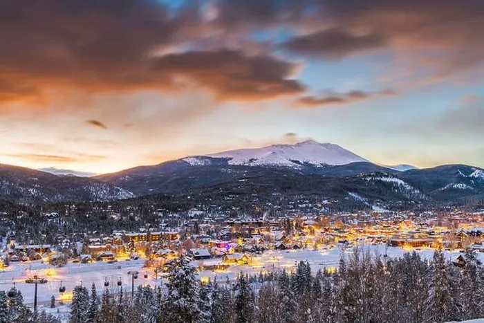 Framed Print : Breckenridge, Colorado, USA town skyline in winter at dusk Framed Print : Breckenridge, Colorado, USA town skyline in winter at dusk