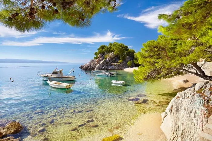 Framed Print : Brela Village, Makarska Riviera landscape - Croatia