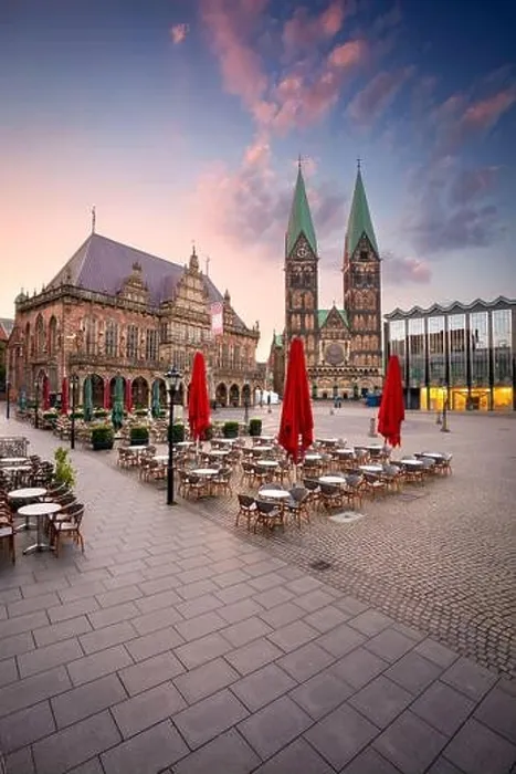 Framed Print : Bremen, Germany. Cityscape image of Hanseatic City of Bremen, Germany with historic Market Square and Town Hall at summer sunrise Framed Print : Bremen, Germany. Cityscape image of Hanseatic City of Bremen, Germany with historic Market Square and Town Hall at summer sunrise