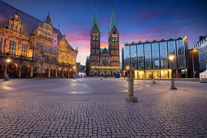 Framed Print : Bremen, Germany. Cityscape image of Hanseatic City of Bremen, Germany with historic Market Square, Bremen Cathedral and Town Hall at summer sunrise Framed Print : Bremen, Germany. Cityscape image of Hanseatic City of Bremen, Germany with historic Market Square, Bremen Cathedral and Town Hall at summer sunrise