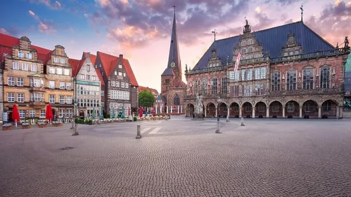 Framed Print : Bremen, Germany. Cityscape image of Hanseatic City of Bremen, Germany with historic Market Square and Town Hall at summer sunrise Framed Print : Bremen, Germany. Cityscape image of Hanseatic City of Bremen, Germany with historic Market Square and Town Hall at summer sunrise
