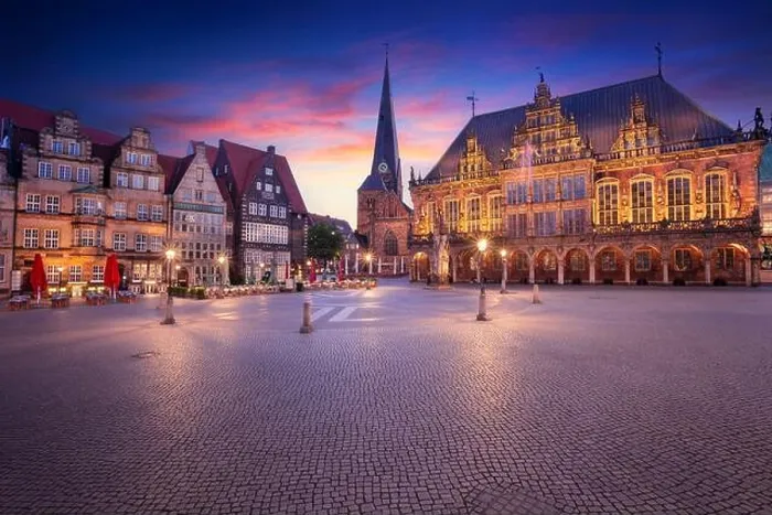 Framed Print : Bremen, Germany. Cityscape image of Hanseatic City of Bremen, Germany with historic Market Square and Town Hall at summer sunrise Framed Print : Bremen, Germany. Cityscape image of Hanseatic City of Bremen, Germany with historic Market Square and Town Hall at summer sunrise