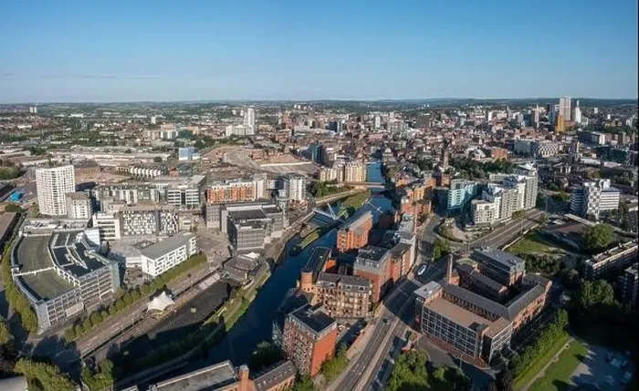 Framed Print : Bridgewater place and an Aerial view of Leeds City Centre from the south looking back to the train station and offices Framed Print : Bridgewater place and an Aerial view of Leeds City Centre from the south looking back to the train station and offices