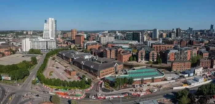 Framed Print : Bridgewater place and an Aerial view of Leeds City Centre from the south looking back to the train station and offices Framed Print : Bridgewater place and an Aerial view of Leeds City Centre from the south looking back to the train station and offices