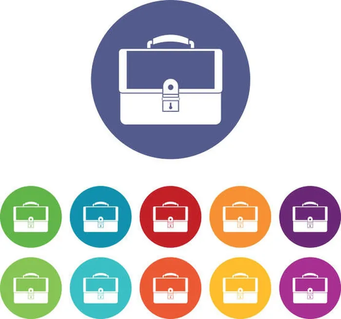 Framed Print : Briefcase set icons