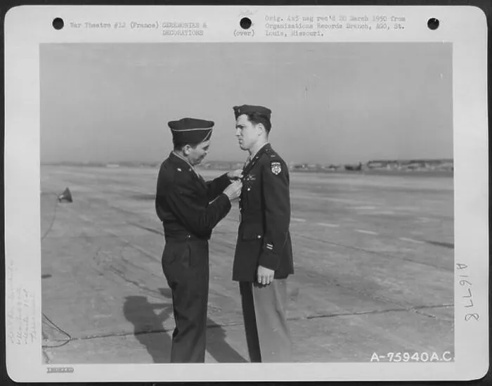 Framed Print : Brig. Gen. Julian M. Chappell Presenting An Award To A Member Of The 91St Troop Carrier Squadron Framed Print : Brig. Gen. Julian M. Chappell Presenting An Award To A Member Of The 91St Troop Carrier Squadron