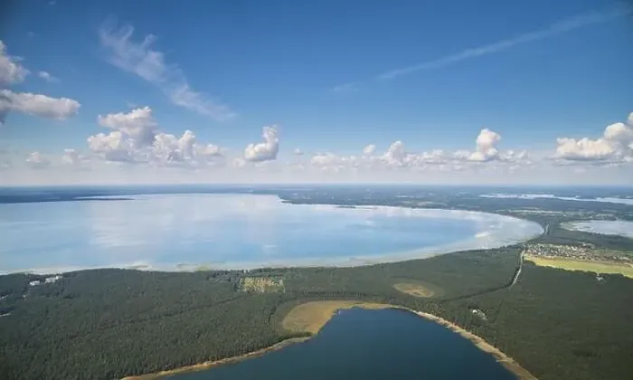 Framed Print : Bright sunny lake landscape with clean sky aerial drone view Framed Print : Bright sunny lake landscape with clean sky aerial drone view