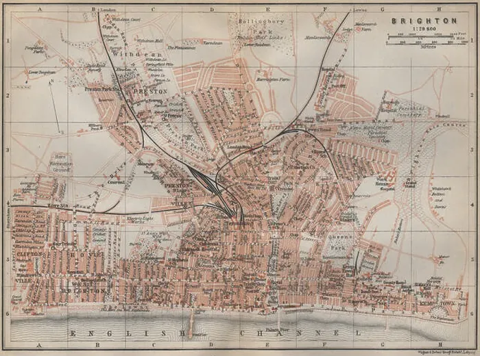 Framed Print : BRIGHTON antique town city plan. Sussex. BAEDEKER, 1910 antique map Framed Print : BRIGHTON antique town city plan. Sussex. BAEDEKER, 1910 antique map