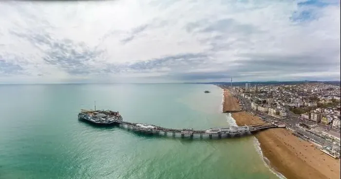 Framed Print : Brighton Pier, UK - Aerial panoramic view on sunny day Framed Print : Brighton Pier, UK - Aerial panoramic view on sunny day