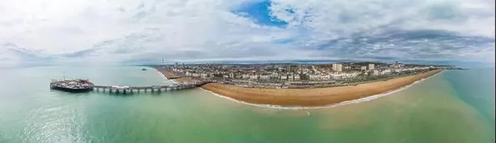 Framed Print : Brighton Pier, UK - Aerial panoramic view on sunny day Framed Print : Brighton Pier, UK - Aerial panoramic view on sunny day