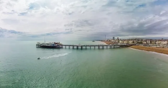 Framed Print : Brighton Pier, UK - Aerial panoramic view on sunny day Framed Print : Brighton Pier, UK - Aerial panoramic view on sunny day