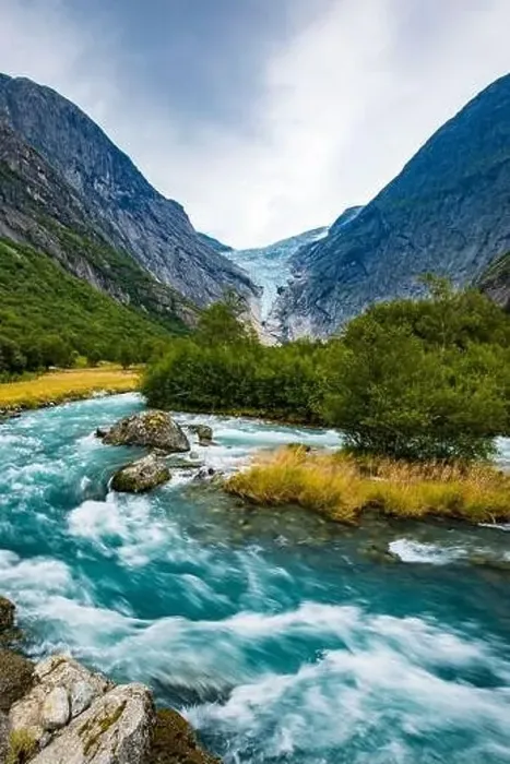 Framed Print : Briksdalsbreen is a glacier arm of Jostedalsbreen, and a lake, Briksdalsbre, Norway Framed Print : Briksdalsbreen is a glacier arm of Jostedalsbreen, and a lake, Briksdalsbre, Norway