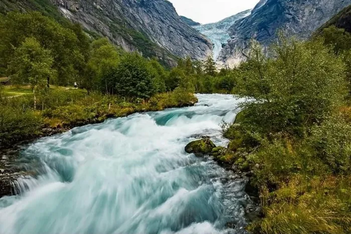 Framed Print : Briksdalsbreen is a glacier arm of Jostedalsbreen, and a lake, Briksdalsbre, Norway Framed Print : Briksdalsbreen is a glacier arm of Jostedalsbreen, and a lake, Briksdalsbre, Norway