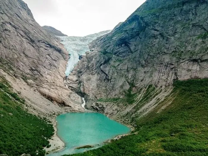 Framed Print : Briksdalsbreen is a glacier arm of Jostedalsbreen, and a lake, Briksdalsbre, Norway Framed Print : Briksdalsbreen is a glacier arm of Jostedalsbreen, and a lake, Briksdalsbre, Norway