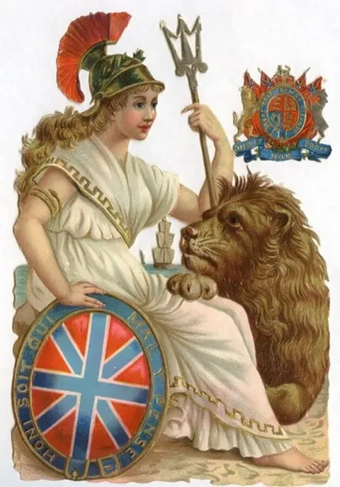 Framed Print : Britannia with Lion Framed Print : Britannia with Lion