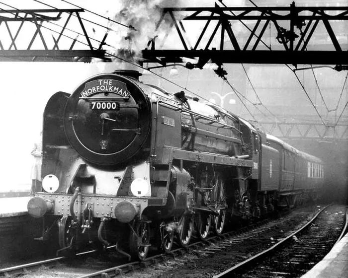 Framed Print : Britannia steam engine No. 7000 Liverpool Street Station London in the 1950s Framed Print : Britannia steam engine No. 7000 Liverpool Street Station London in the 1950s