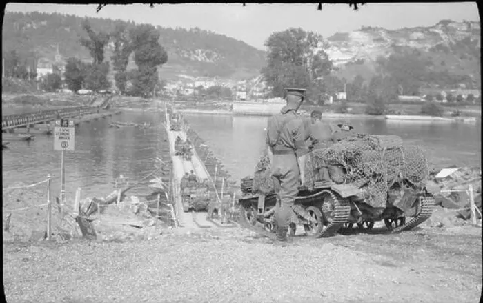 Framed Print : The British Army in North-west Europe 1944-45 Universal carriers cross the River Seine on a Bailey bridge at Vernon, 27 August 1944 Framed Print : The British Army in North-west Europe 1944-45 Universal carriers cross the River Seine on a Bailey bridge at Vernon, 27 August 1944