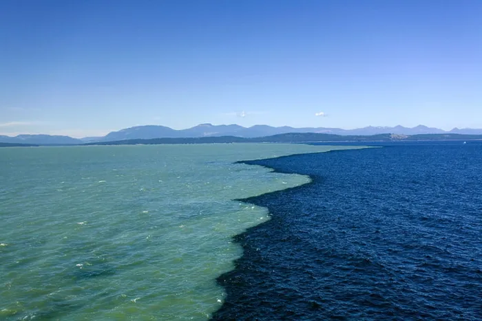 Framed Print : BRITISH COLUMBIA - Fraser River Plume in the Strait of Georgia caused by meltwater and observed in the spring Framed Print : BRITISH COLUMBIA - Fraser River Plume in the Strait of Georgia caused by meltwater and observed in the spring