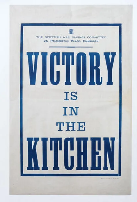 Framed Print : A British first world war poster saying that Victory is in the Kitchen, to encourage women to work hard and save food Framed Print : A British first world war poster saying that Victory is in the Kitchen, to encourage women to work hard and save food
