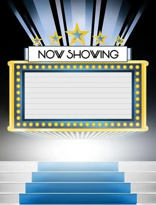 Framed Print : Broadway Movie Marquee, now showing scene Framed Print : Broadway Movie Marquee, now showing scene