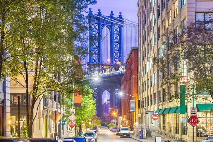 Framed Print : Brooklyn, New York, USA cityscape with Manhattan Bridge at dusk Framed Print : Brooklyn, New York, USA cityscape with Manhattan Bridge at dusk