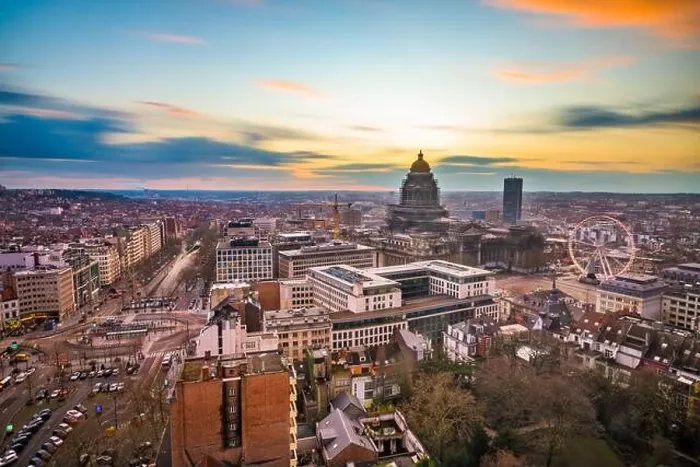 Framed Print : Brussels, Belgium cityscape at Palais de Justice during dusk Framed Print : Brussels, Belgium cityscape at Palais de Justice during dusk
