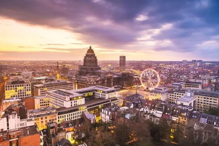 Framed Print : Brussels, Belgium cityscape at Palais de Justice during dusk Framed Print : Brussels, Belgium cityscape at Palais de Justice during dusk