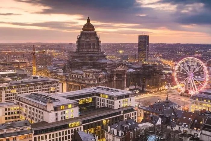 Framed Print : Brussels, Belgium cityscape at Palais de Justice during dusk Framed Print : Brussels, Belgium cityscape at Palais de Justice during dusk