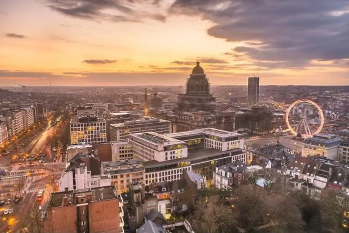 Framed Print : Brussels, Belgium cityscape at Palais de Justice during dusk Framed Print : Brussels, Belgium cityscape at Palais de Justice during dusk