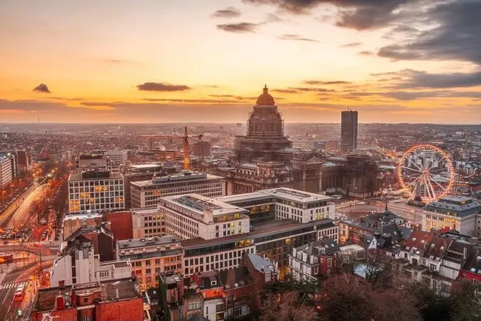 Framed Print : Brussels, Belgium cityscape at Palais de Justice during dusk Framed Print : Brussels, Belgium cityscape at Palais de Justice during dusk