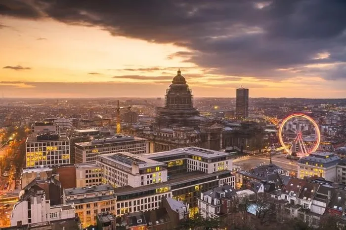 Framed Print : Brussels, Belgium cityscape at Palais de Justice during dusk Framed Print : Brussels, Belgium cityscape at Palais de Justice during dusk