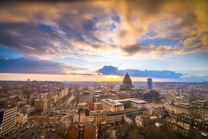 Framed Print : Brussels, Belgium cityscape at Palais de Justice during dusk Framed Print : Brussels, Belgium cityscape at Palais de Justice during dusk