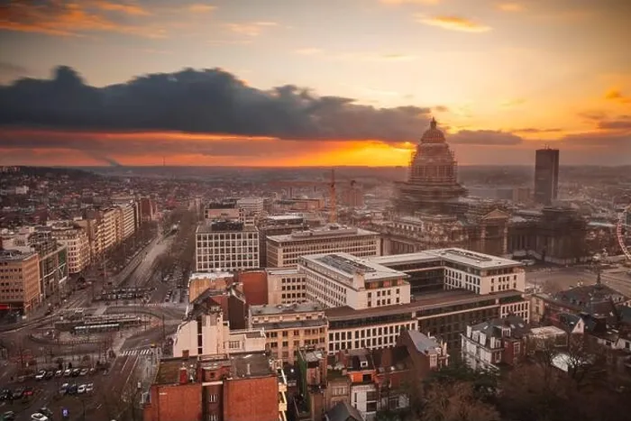 Framed Print : Brussels, Belgium cityscape at Palais de Justice during dusk Framed Print : Brussels, Belgium cityscape at Palais de Justice during dusk