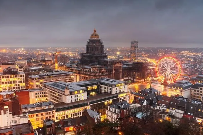 Framed Print : Brussels, Belgium cityscape at Palais de Justice during dusk Framed Print : Brussels, Belgium cityscape at Palais de Justice during dusk