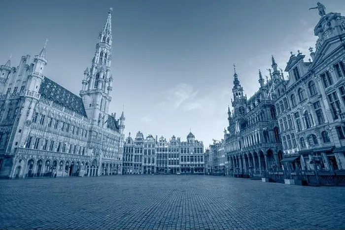 Framed Print : Brussels, Belgium. Toned cityscape image of Brussels with Grand Place at sunrise