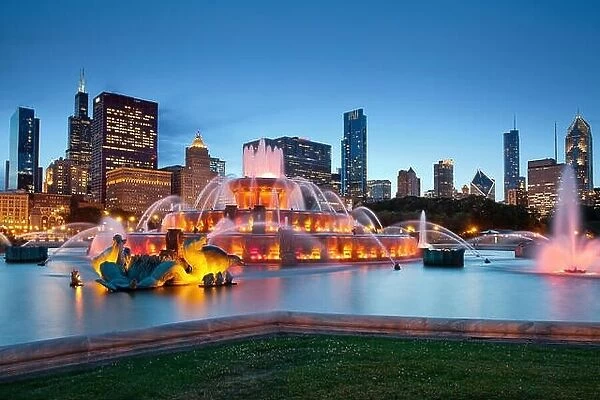 Buckingham Fountain. Image of Buckingham Fountain in Grant Park, Chicago, Illinois, USA