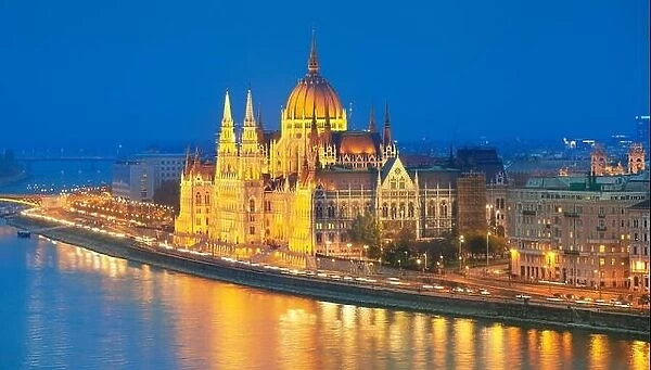 Budapest - View at Parliament Building, Danube River, Budapest, Hungary