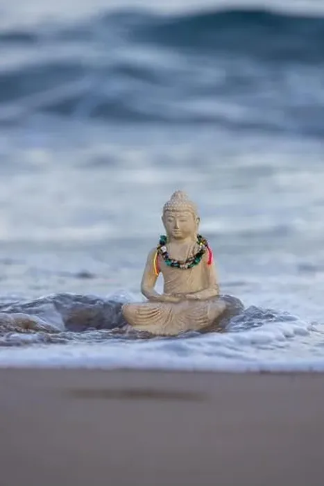 Framed Print : Buddha statue on the beach Framed Print : Buddha statue on the beach