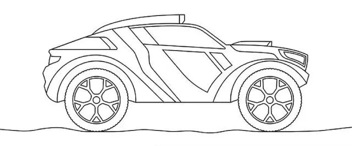 Framed Print : Buggy rally sports car coloring book page. Off road vehicle outline vector illustration Framed Print : Buggy rally sports car coloring book page. Off road vehicle outline vector illustration